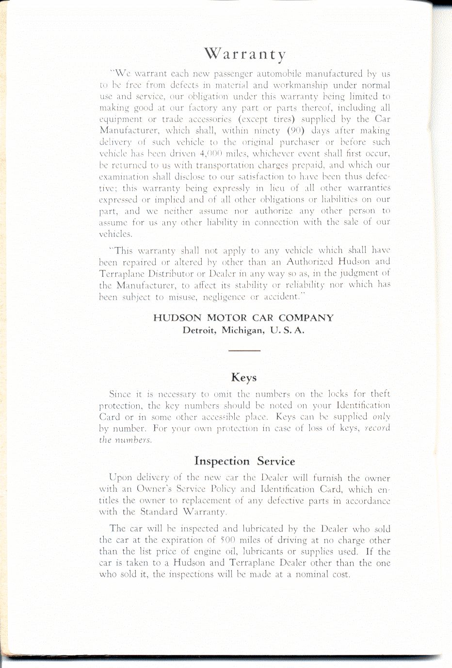 1937 Hudson Terraplane Owners Manual Page 29